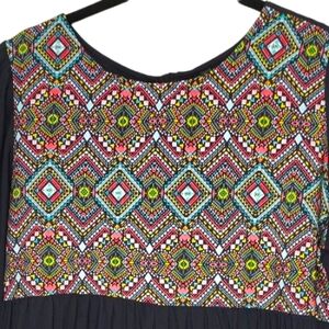 Here&Now Women M Ethnic Motifs Boho Gypsy Grunge 3/4 Sleeve Peplum India Top